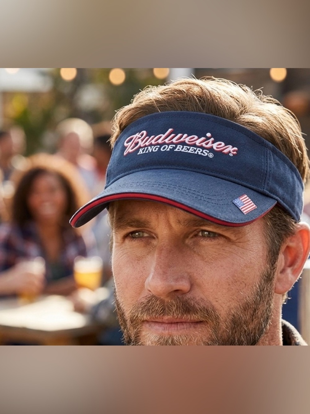 Budweiser King of Beers charcoal color Sun Visor with adjustable backstrap